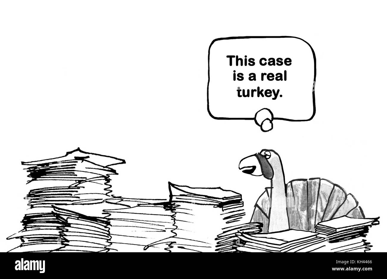 Rechtliche cartoon zeigt ein die Türkei sagen der 'Fall ist eine echte Türkei". Stockfoto