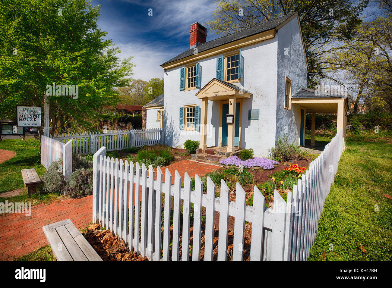 Blick auf die historische Nelson Haus in Washington Crossing State Park, Titusville, New Jersey Stockfoto