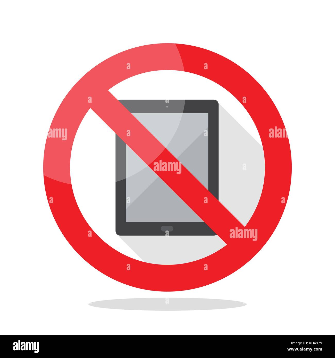 Kein Computer tablet unterzeichnen. verbotene Zeichen Vector Illustration Stock Vektor