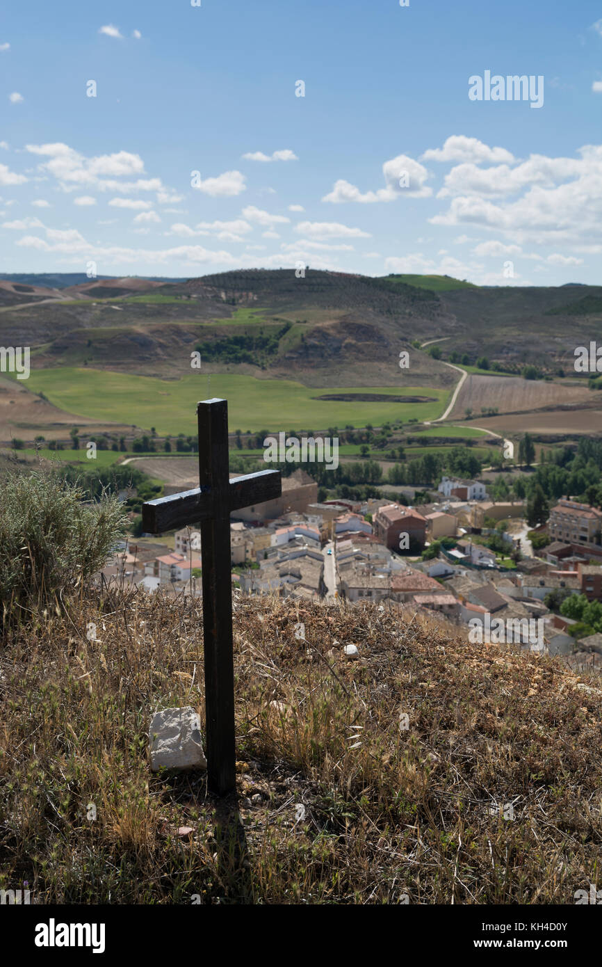 Panoramablick auf huete. La Alcarria, Cuenca. Castilla - La Mancha Spanien Stockfoto