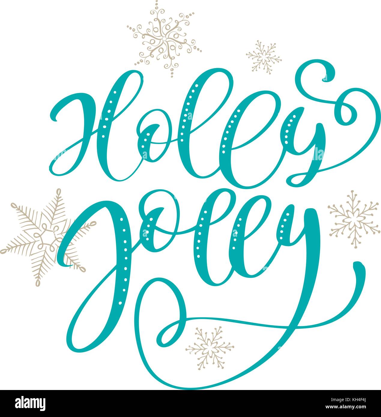 Holly Jolly Kalligraphie schrift Weihnachten Phrase. Hand gezeichneten Buchstaben. Vektor text für Design Grußkarten foto Overlays Stock Vektor