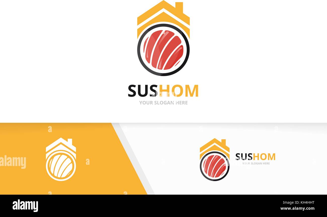 Vektor Sushi Und Immobilien Logo Kombination Japanisches Essen