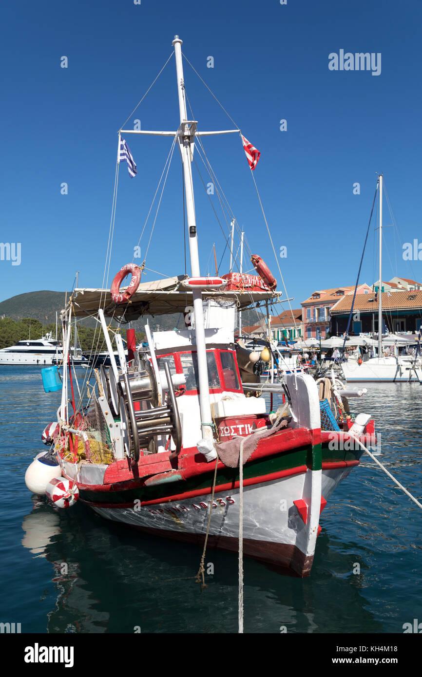 Angeln Boot, Hafen, Kepahalonia Fiskardo, Griechenland Stockfoto