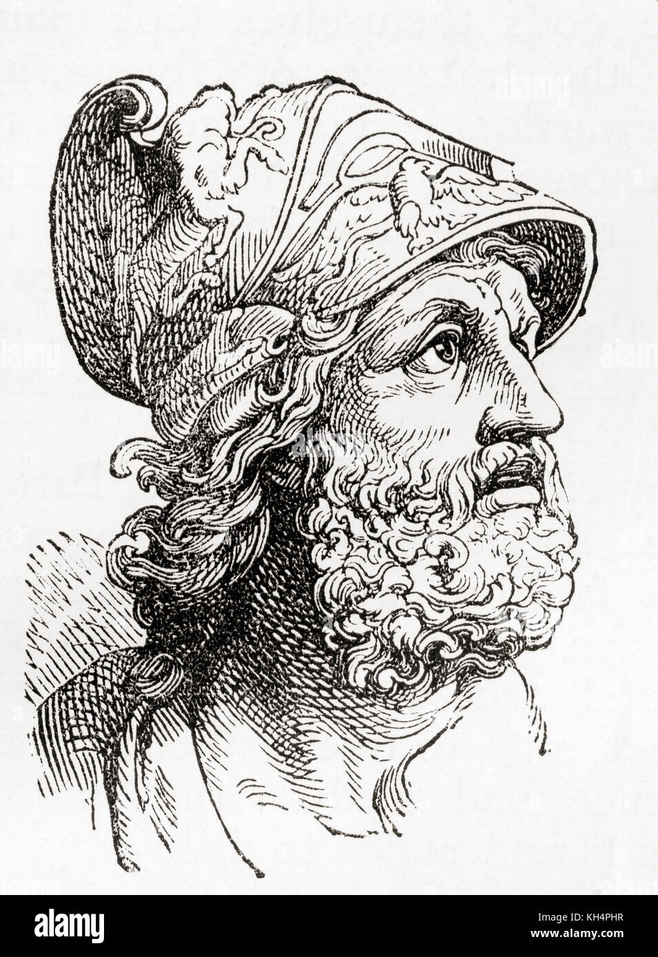 Menelaus. Nach der griechischen Mythologie war Menelaus ein König von mykenischen (vordorianischen) Sparta und Ehemann von Helen von Troja. Aus Ward and Lock's Illustrated History of the World, veröffentlicht um 1882. Stockfoto