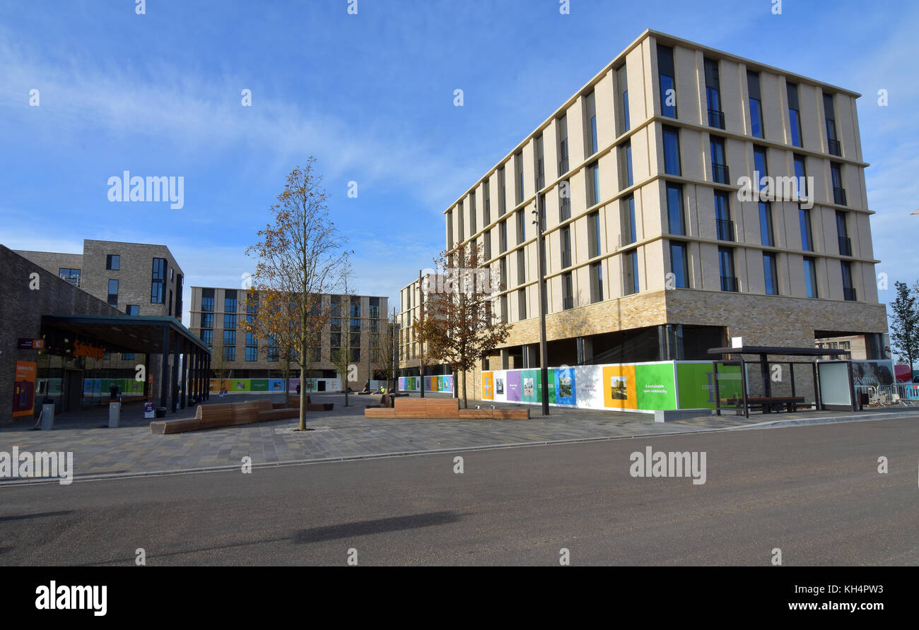 Die Central Plaza und eddington Die neue Entwicklung in der North West Cambridge Stockfoto