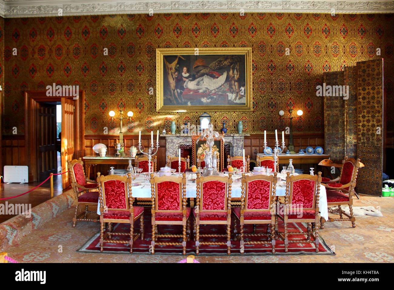 Der Speisesaal des Charlecote Parl Manor. Stockfoto
