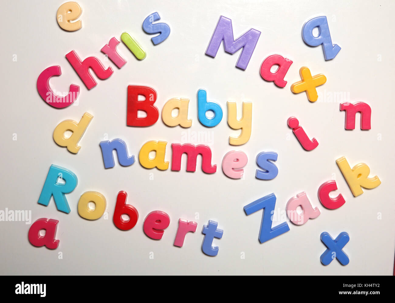 Babynamen Dinkel mit Buchstaben des Alphabets Stockfoto