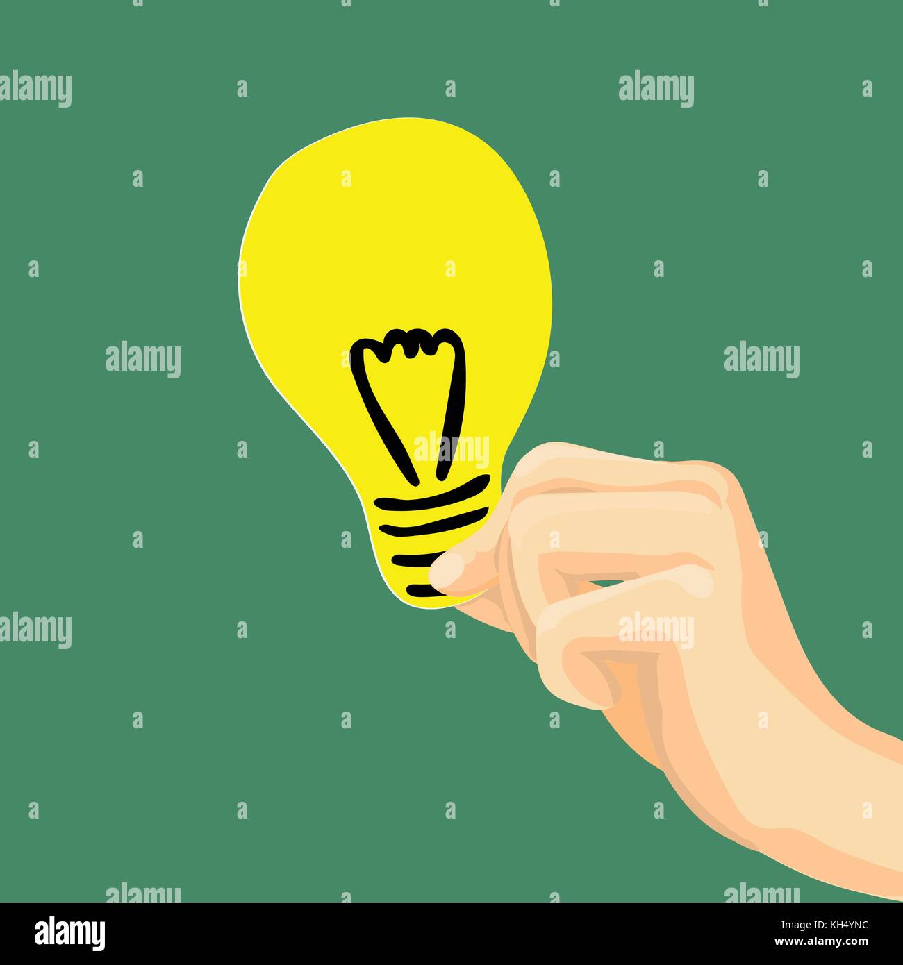 Hand, die Glühbirne, flacher Stil moderne Idee innovation Glühbirne Infografik Konzept. Konzeptionelle web Abbildung: Geschäftsmann hand Lam Stock Vektor