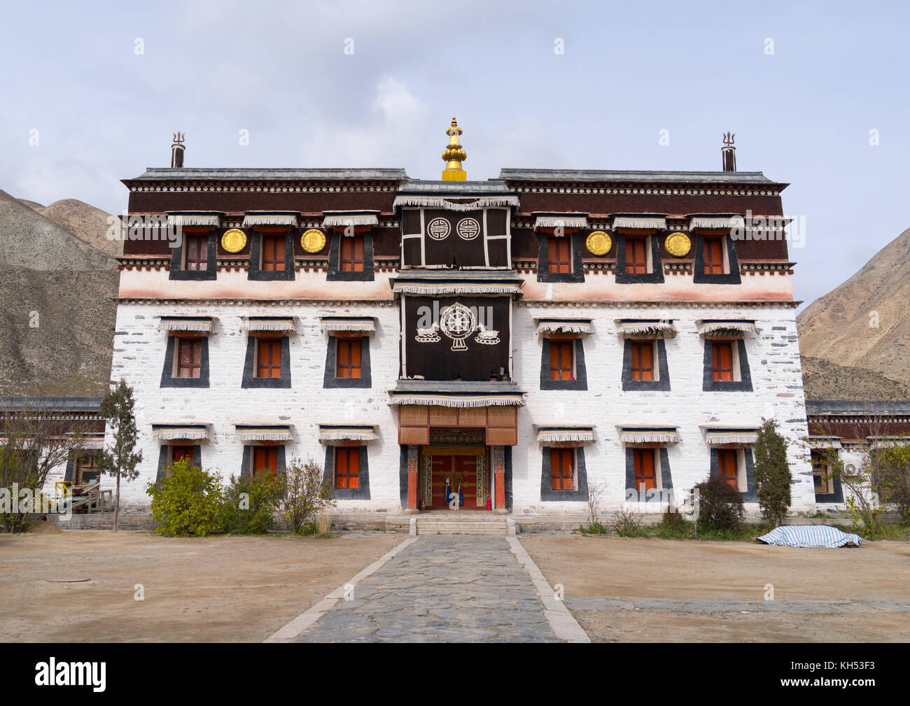 Barkhang traditionellen Druck Tempel in Labrang Kloster Labrang, Provinz Gansu, China Stockfoto