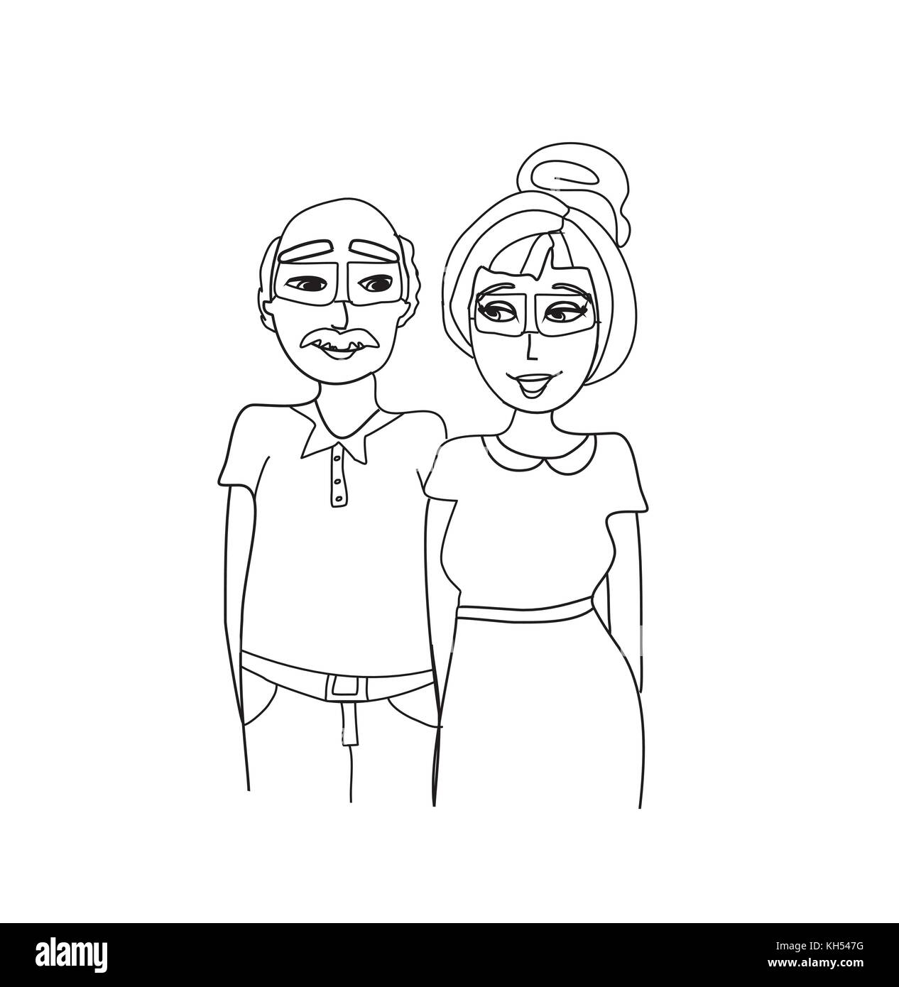 Ältere Paare. Die Großeltern. glückliche und gesunde ältere Menschen. Stock Vektor