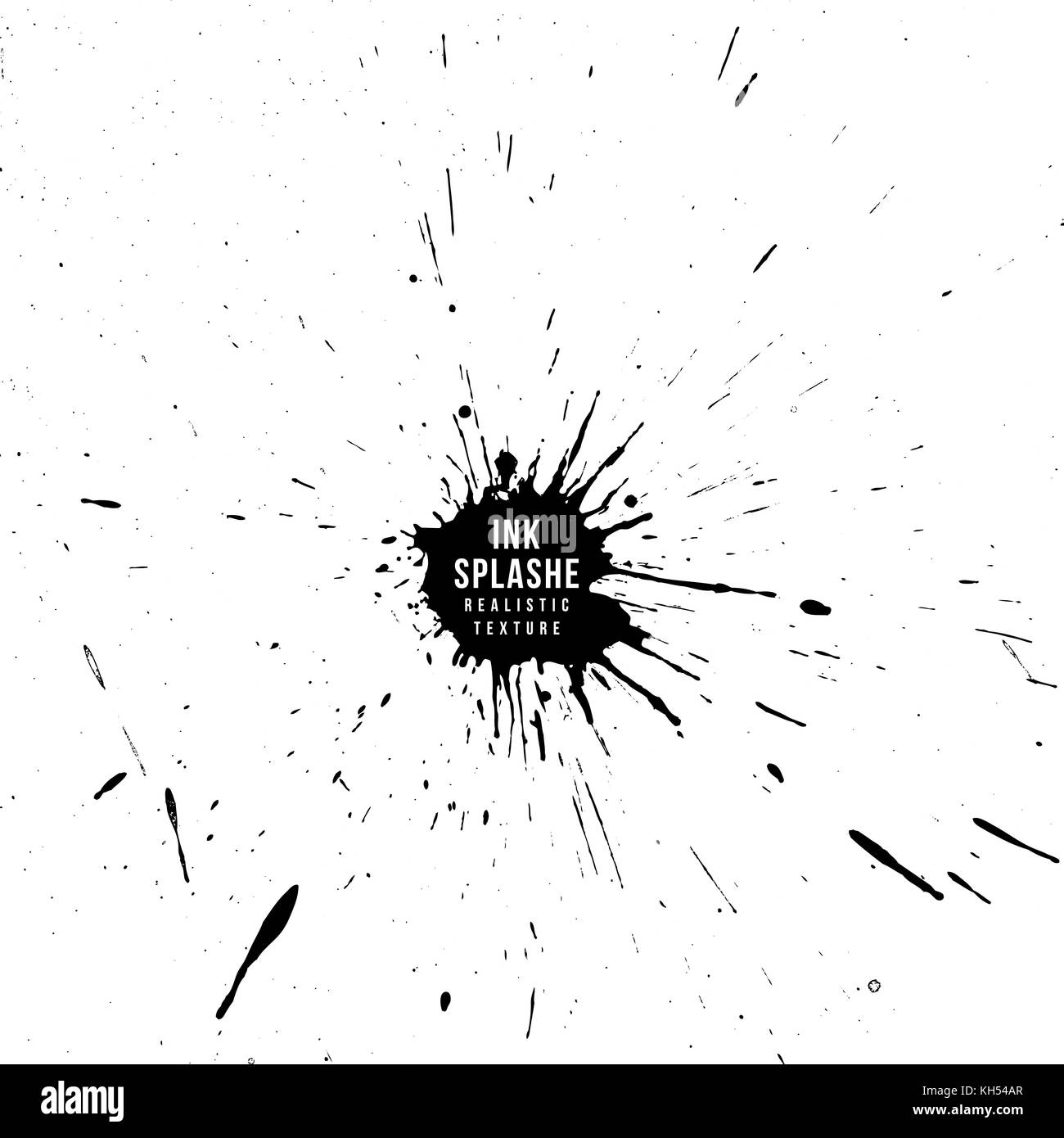 Vector schwarz monochrome Tinte Farbe splash Splatter dekorative realistische Textur auf weißem Hintergrund Stock Vektor