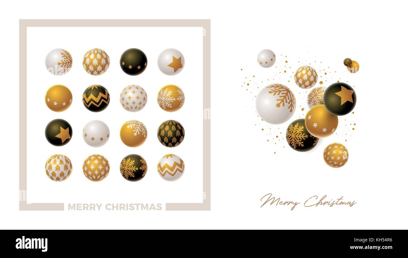 Christmas Ball. Gold, Weiß und Schwarz. Ihr eigenes Design machen. Stock Vektor