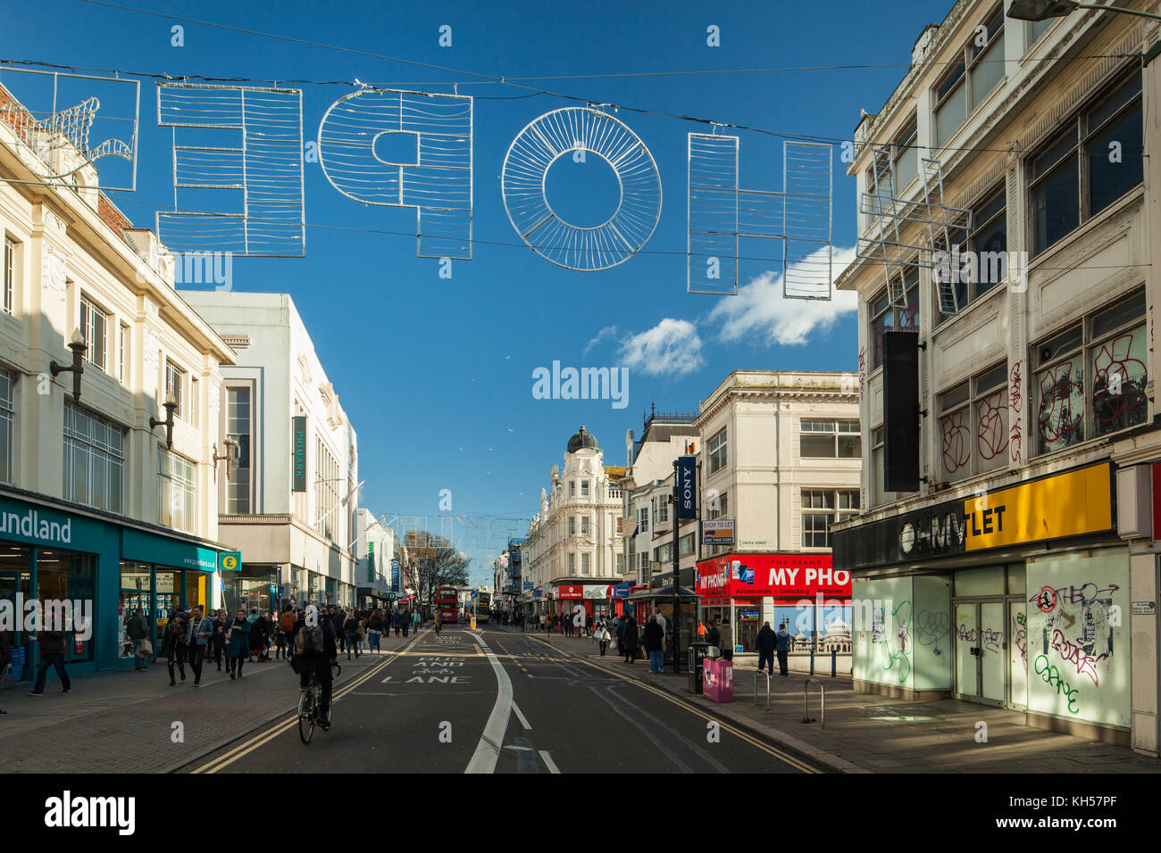 Herbstnachmittag in Brighton City Centre, East Sussex, England. Stockfoto