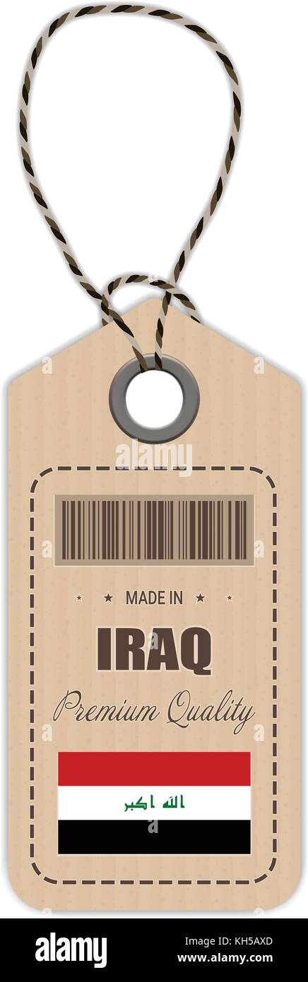 Hang Tag im Irak mit Fahne Symbol auf weißem Hintergrund isoliert. Vector Illustration. Stock Vektor