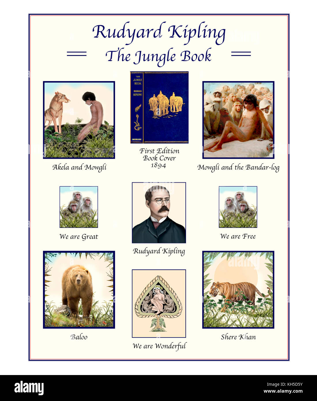 Das Dschungelbuch, Rudyard Kipling, Design Stockfoto