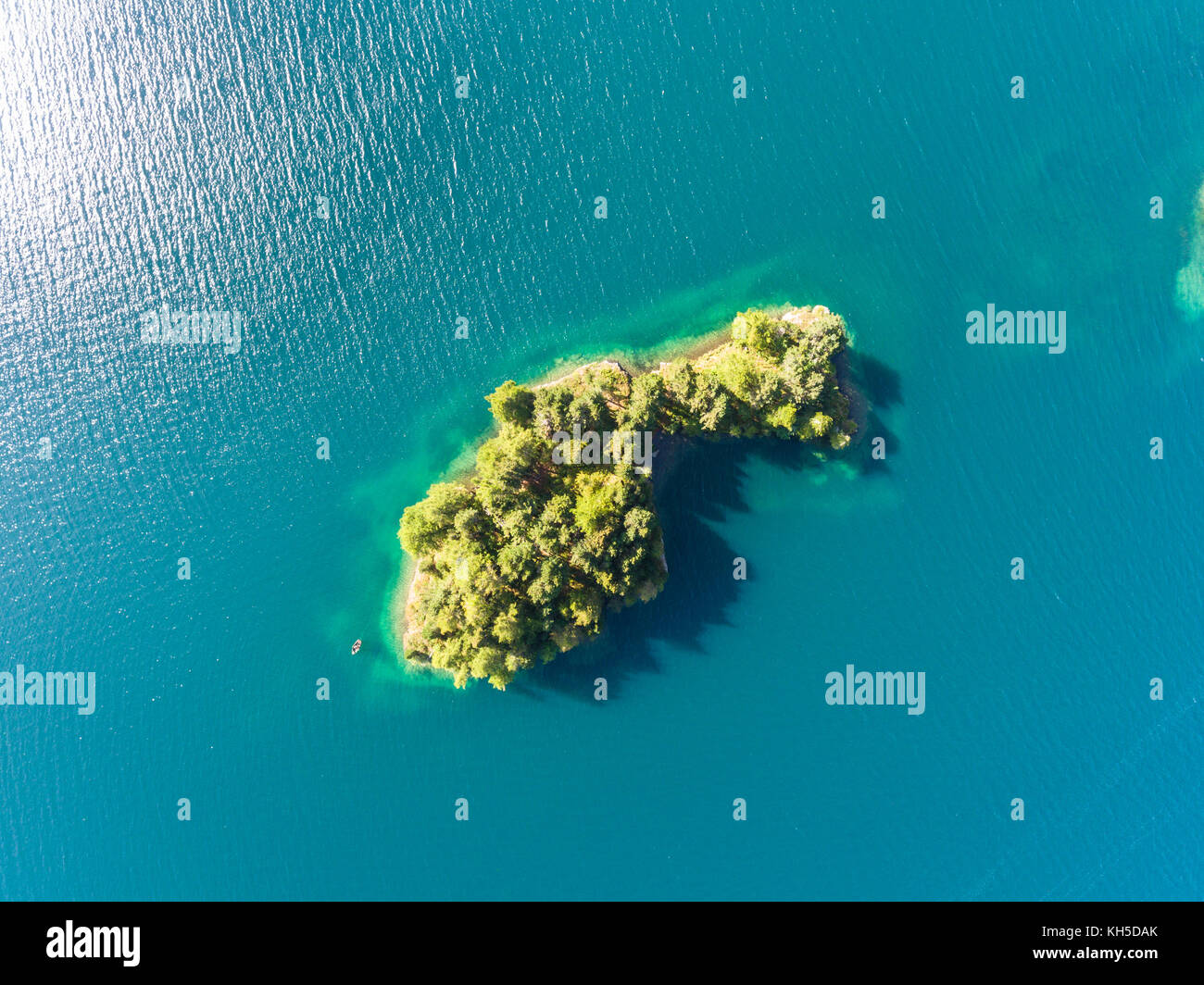Isolierte Insel, Luftaufnahme Stockfoto