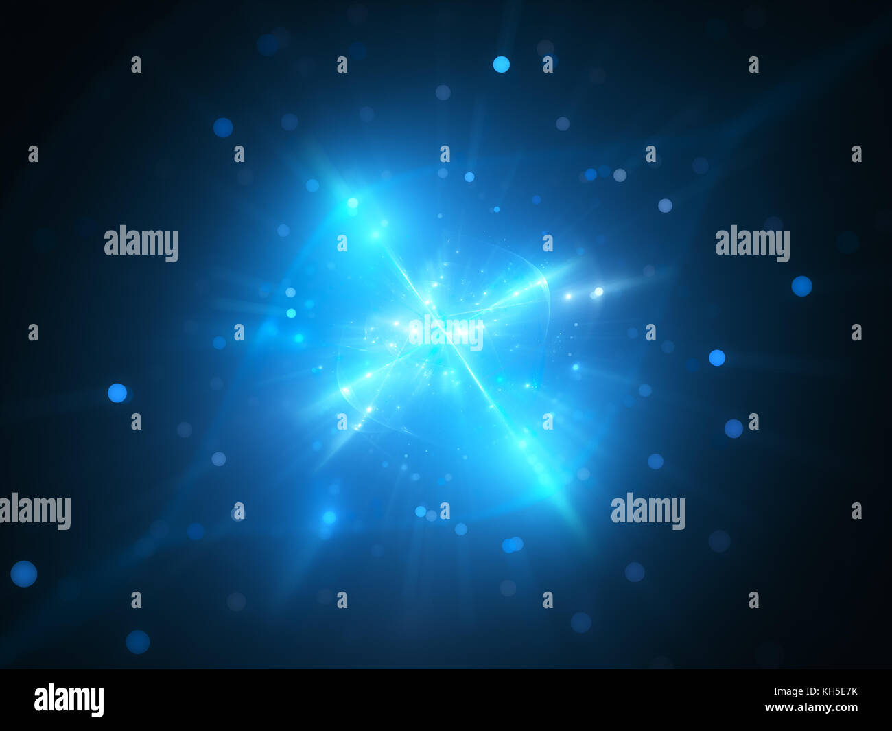 Blau leuchtende interstellaren Objekt im Raum, außerirdischen Lebens bilden, computer-generierte Zusammenfassung Hintergrund, 3D-Rendering Stockfoto