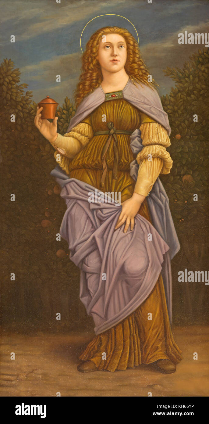 London, Großbritannien - 17. September 2017: Das Bild der Heiligen Maria Magdalena in der Kirche st. martin, ludgate (ca. 1900 von Unbekannten belgischen Künstlers). Stockfoto