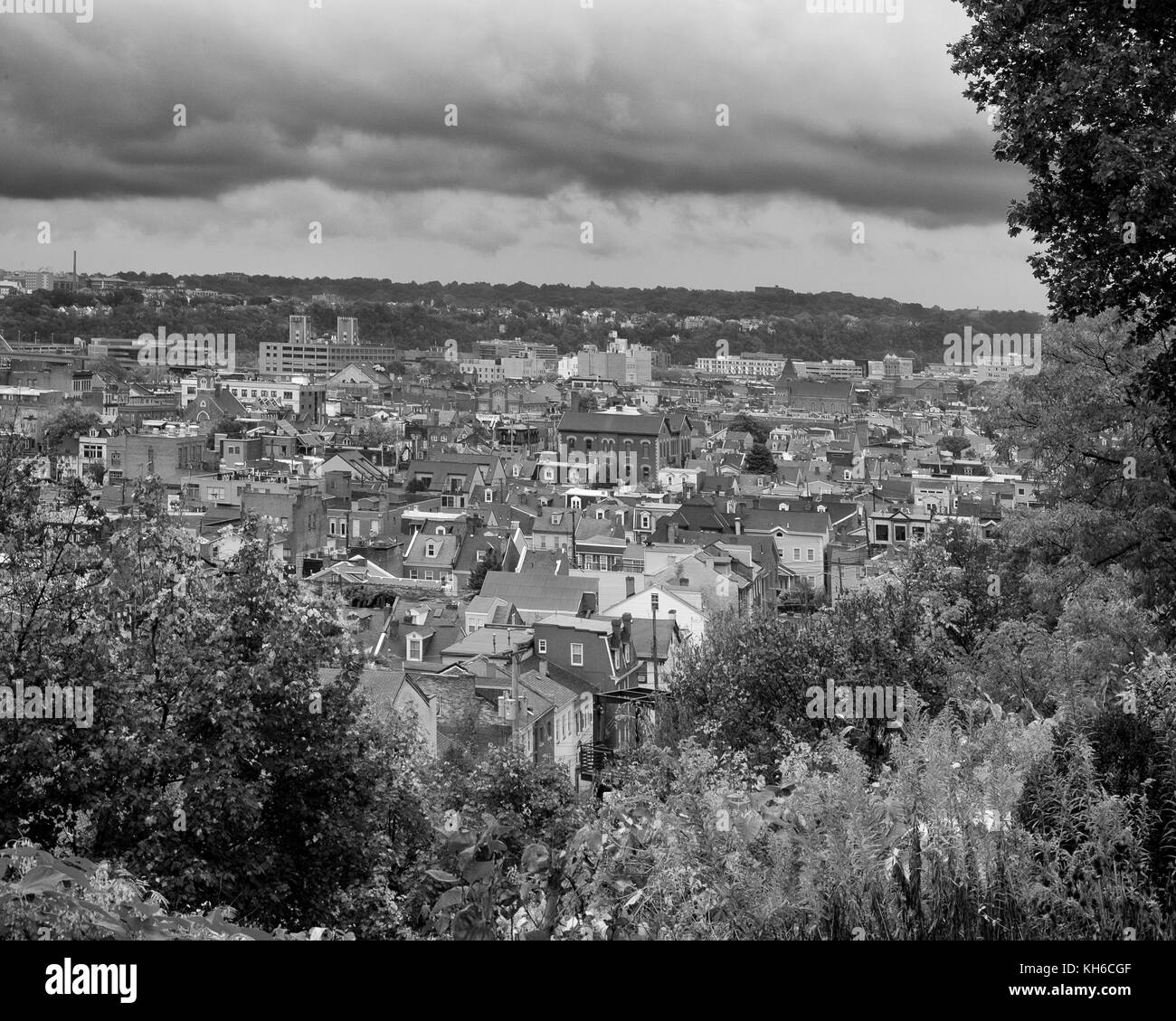 Eine Übersicht über die Südseite wohnungen Nachbarschaft von der Südseite Pisten Nachbarschaft in Pittsburgh, Pennsylvania. Stockfoto