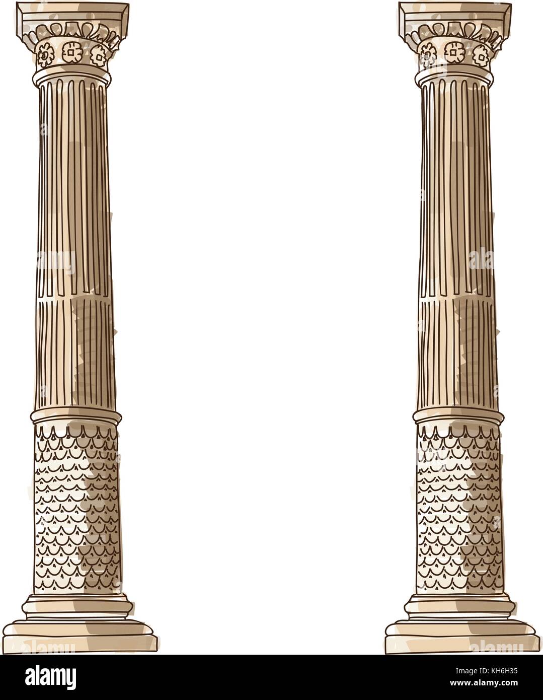 Stilisierten griechischen doodle Spalte dorischen Ionic korinthischen Säulen. Vector Illustration. klassische Architektur Stock Vektor
