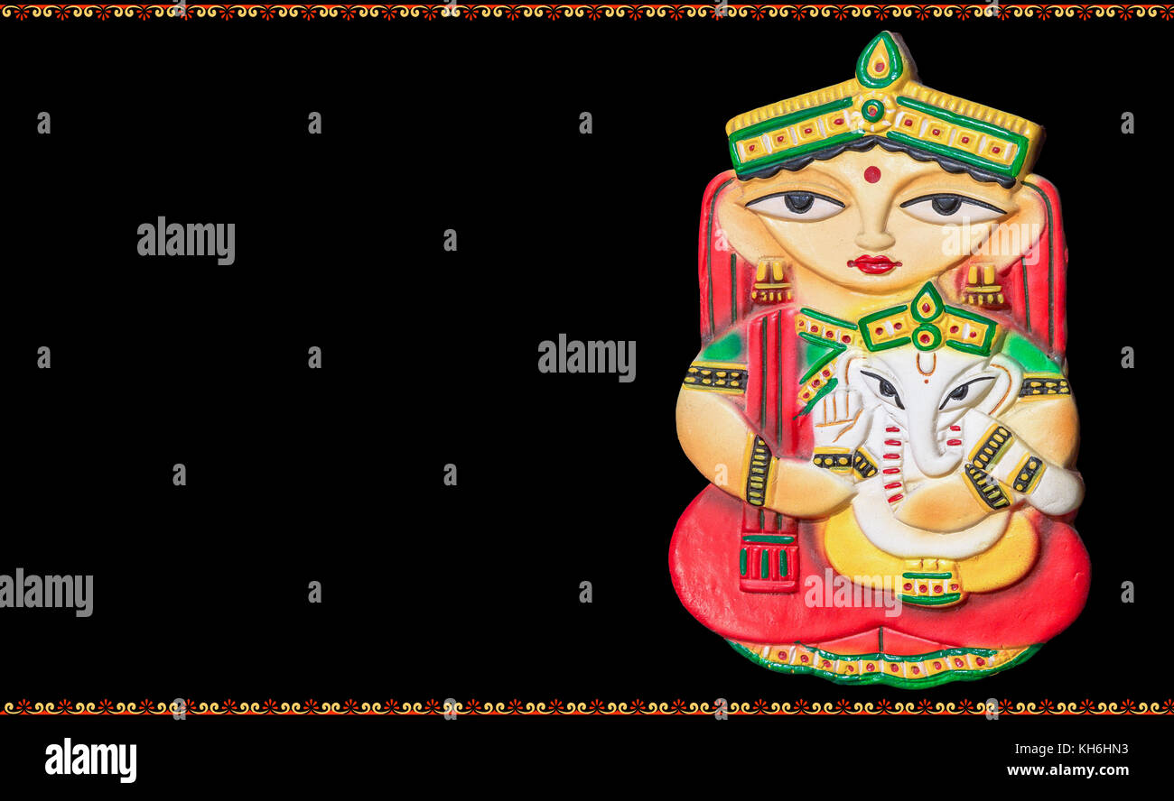 Göttin Durga mit Lord Ganesha in traditionelle Kunstwerke Form mit Kopie Raum Stockfoto