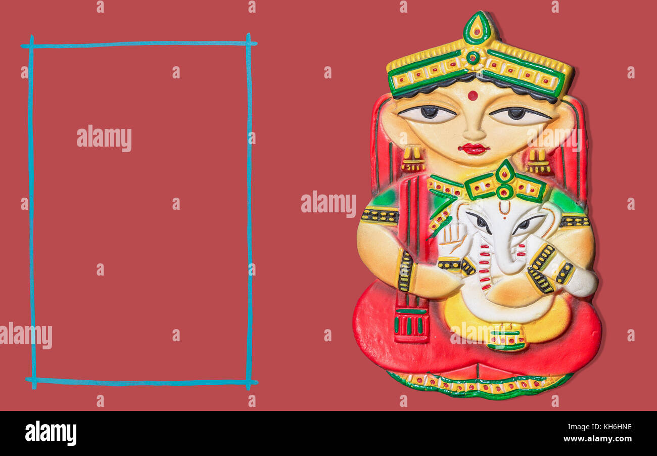 Göttin Durga mit Lord Ganesha in traditionelle Kunstwerke Form mit Kopie Raum Stockfoto
