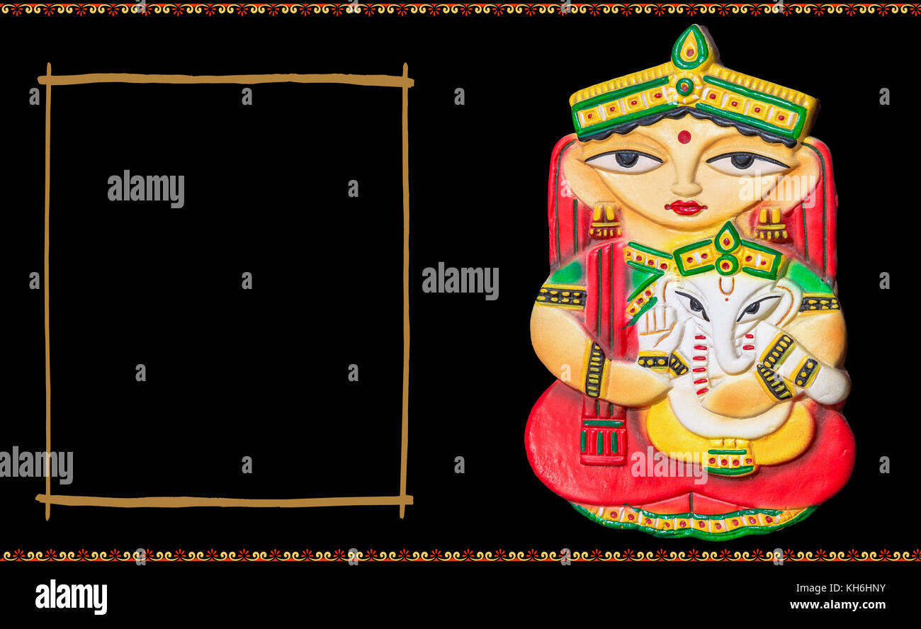 Göttin Durga mit Lord Ganesha in traditionelle Kunstwerke Form mit Kopie Raum Stockfoto