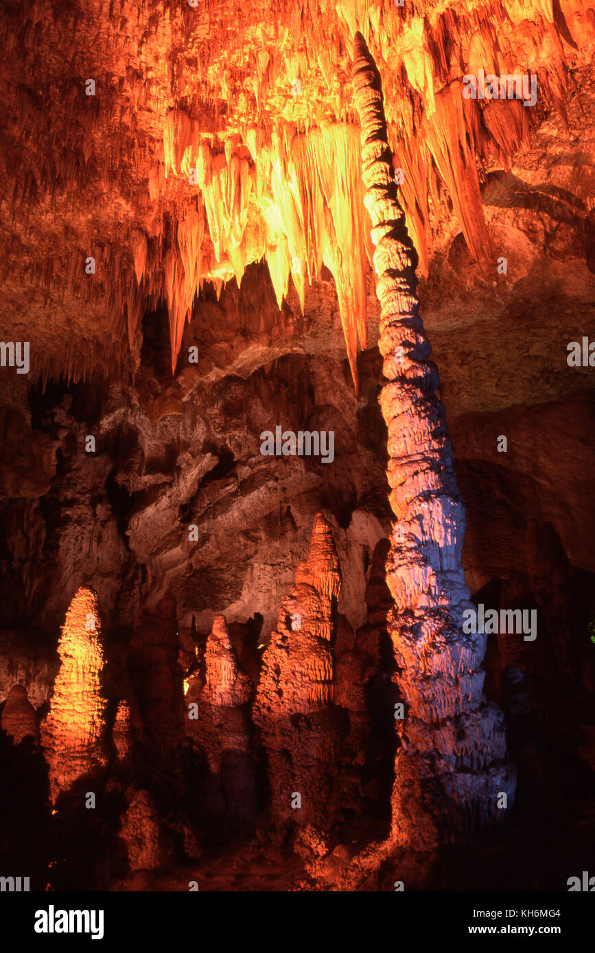 Totem Pole, großes Zimmer, Carlsbad Caverns National Park, New Jersey Stockfoto