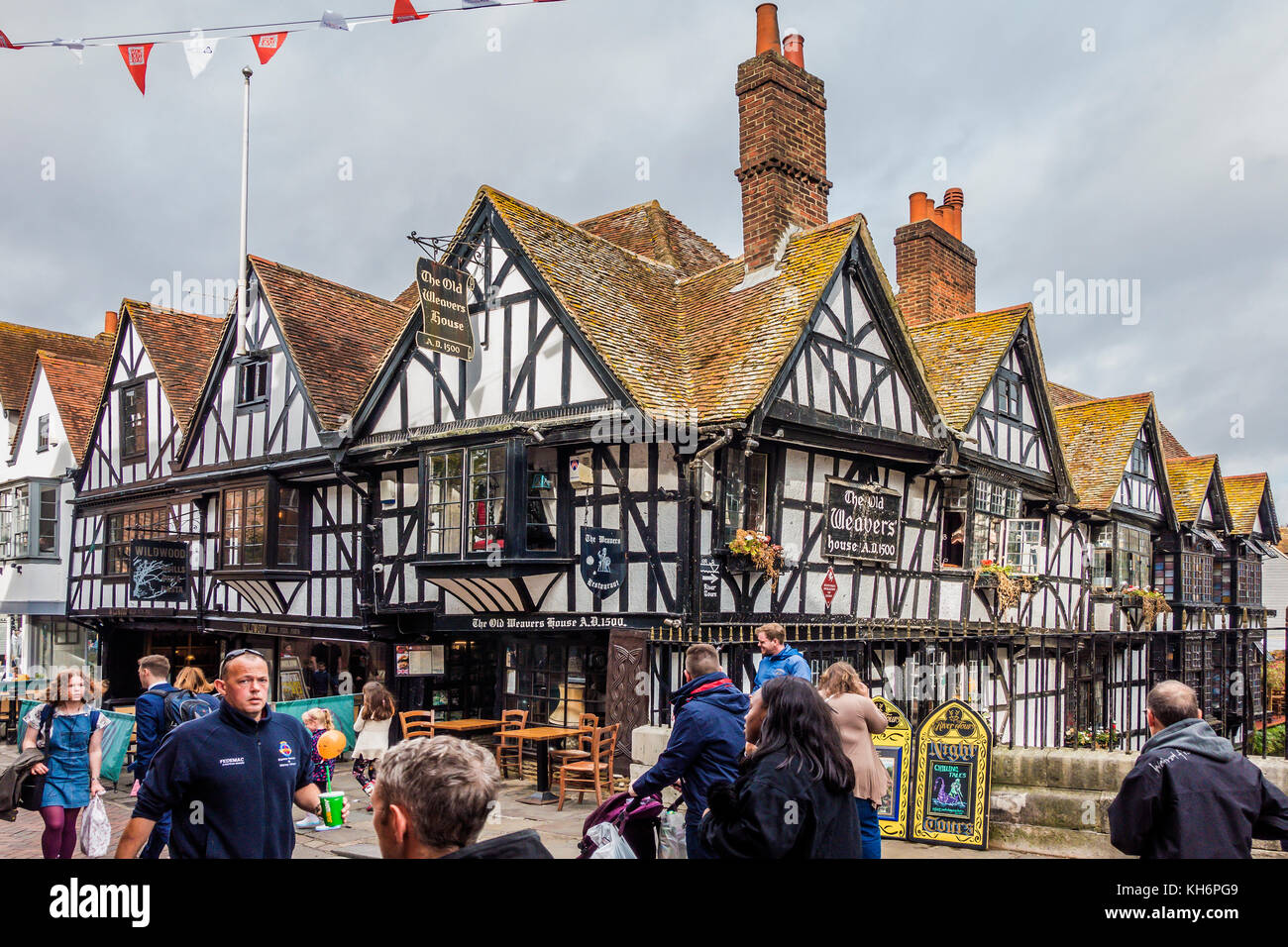 Die Weber Haus, Könige, Brücke, Fluss Stour, Canterbury, Kent, Großbritannien Stockfoto