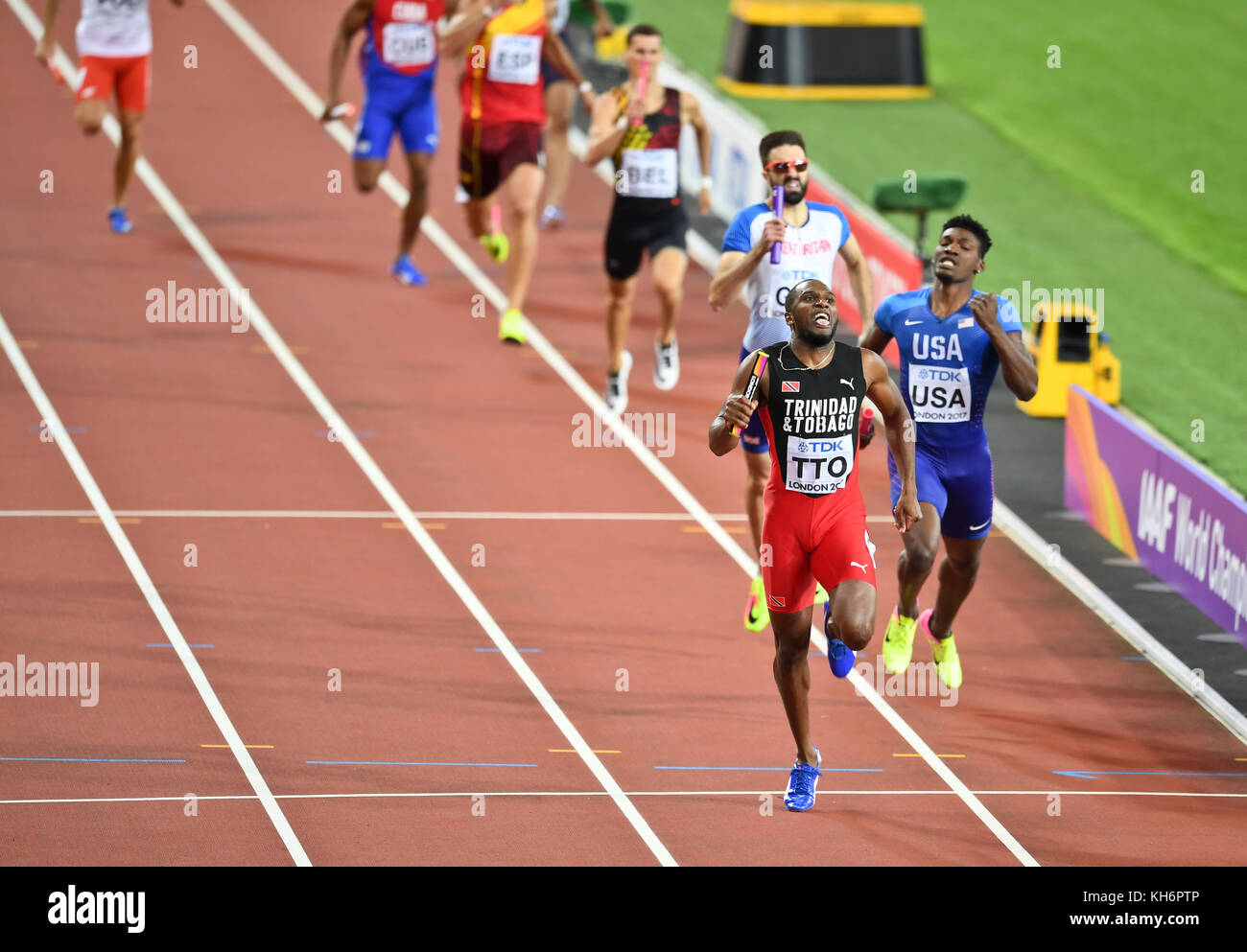 Trinidad und Tobago – 4 x 400 Männer-Staffel Goldmedaille – IAAF-Weltmeisterschaften – London 2017 Stockfoto