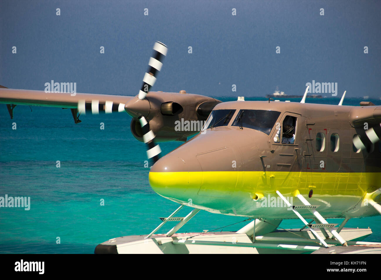 Cheval Blanc private Airways DHC-6 Twin Otter mit dem Wasserflugzeug Flugzeuge auf Randheli Island, Malediven Stockfoto