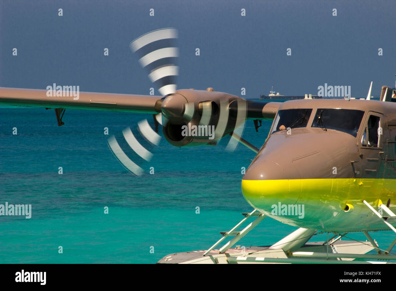 Cheval Blanc private Airways DHC-6 Twin Otter mit dem Wasserflugzeug Flugzeuge auf Randheli Island, Malediven Stockfoto