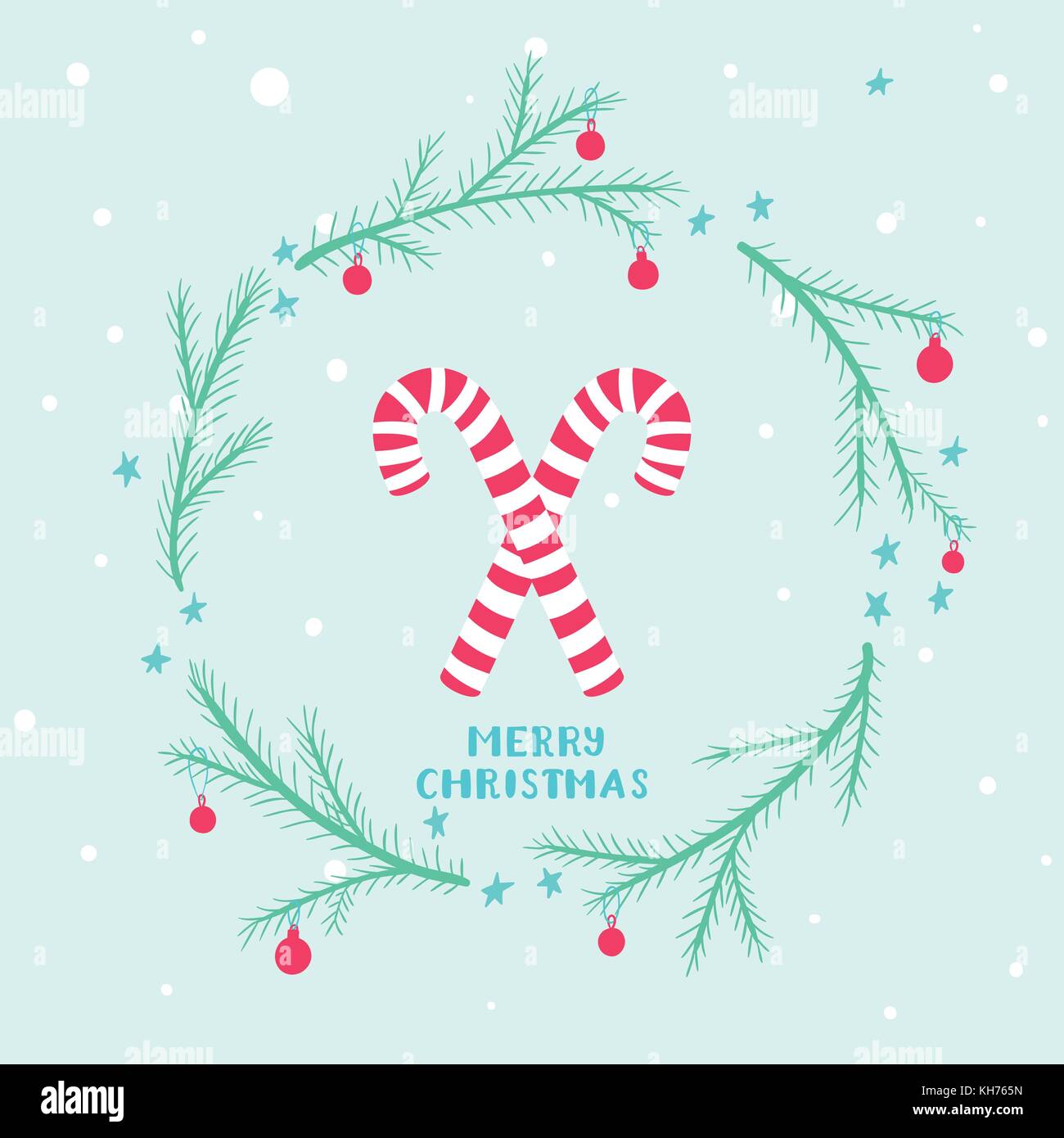 Susse Weihnachtskarte Mit Sussigkeiten Und Zweige Fichte Stock Vektorgrafik Alamy