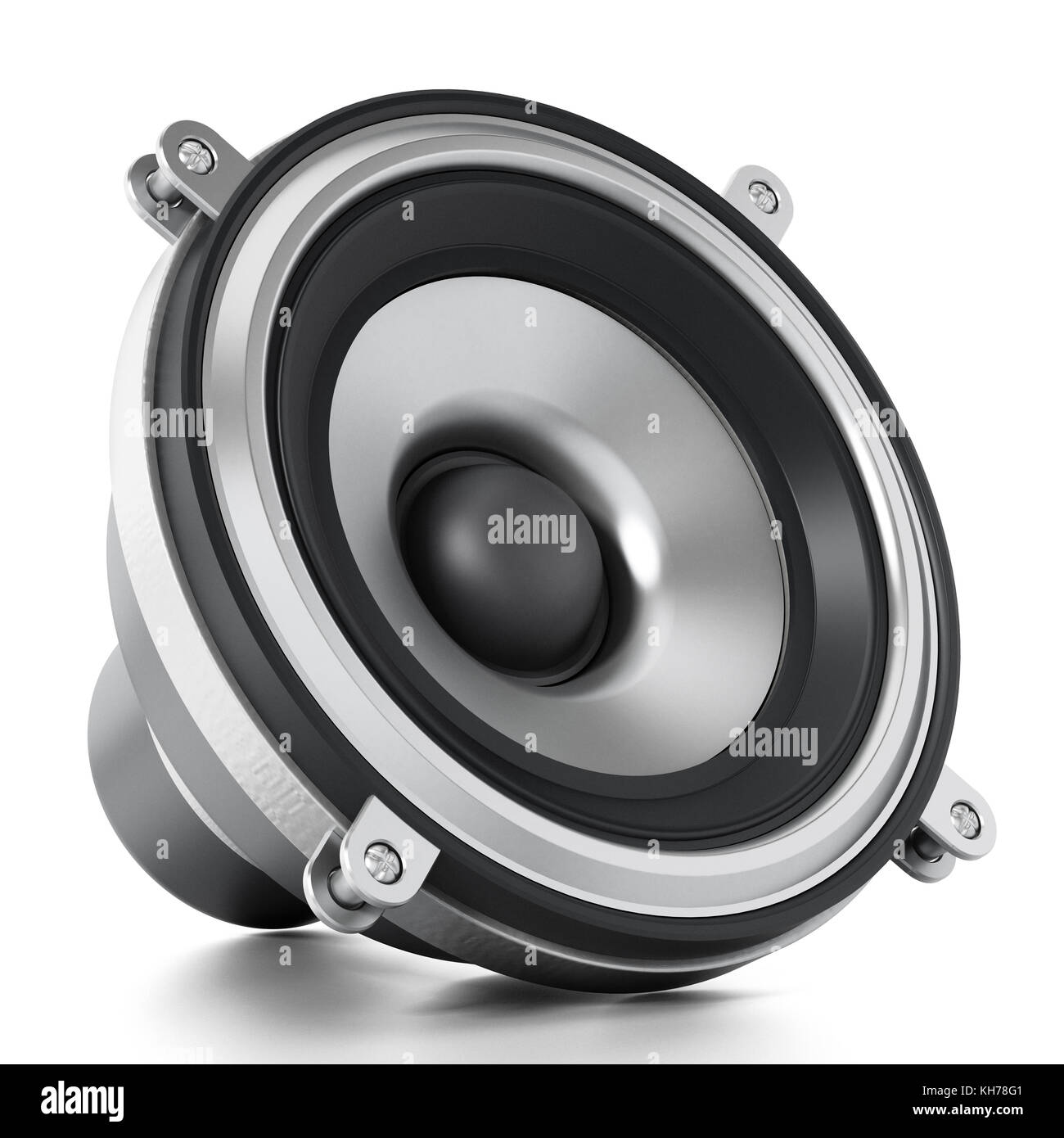 Generic Audio Lautsprecher auf weißem Hintergrund. 3D-Darstellung. Stockfoto