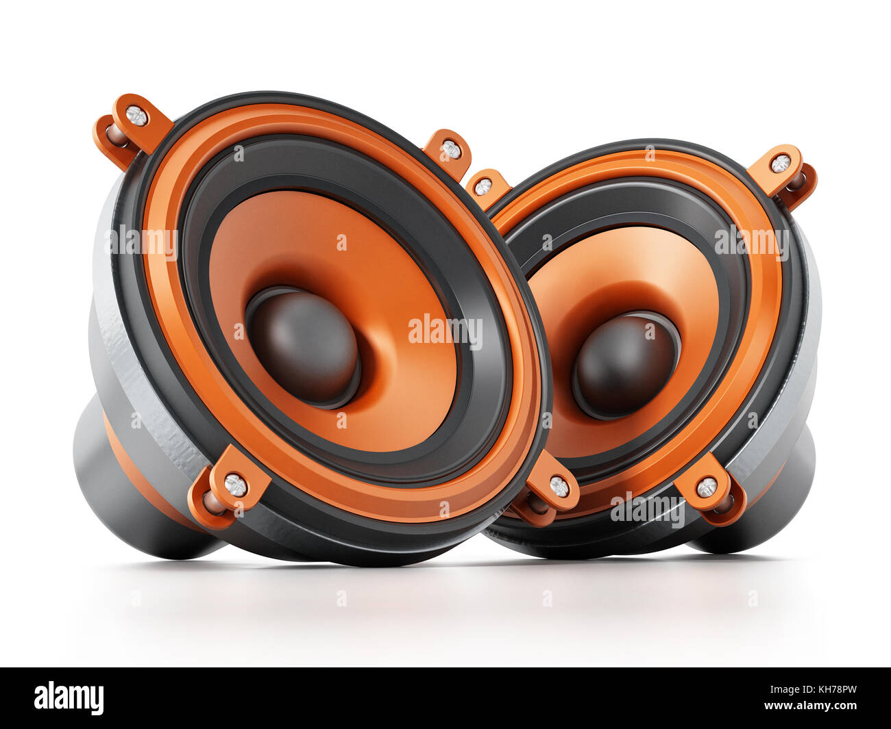 Generic Audio Lautsprecher auf weißem Hintergrund. 3D-Darstellung. Stockfoto