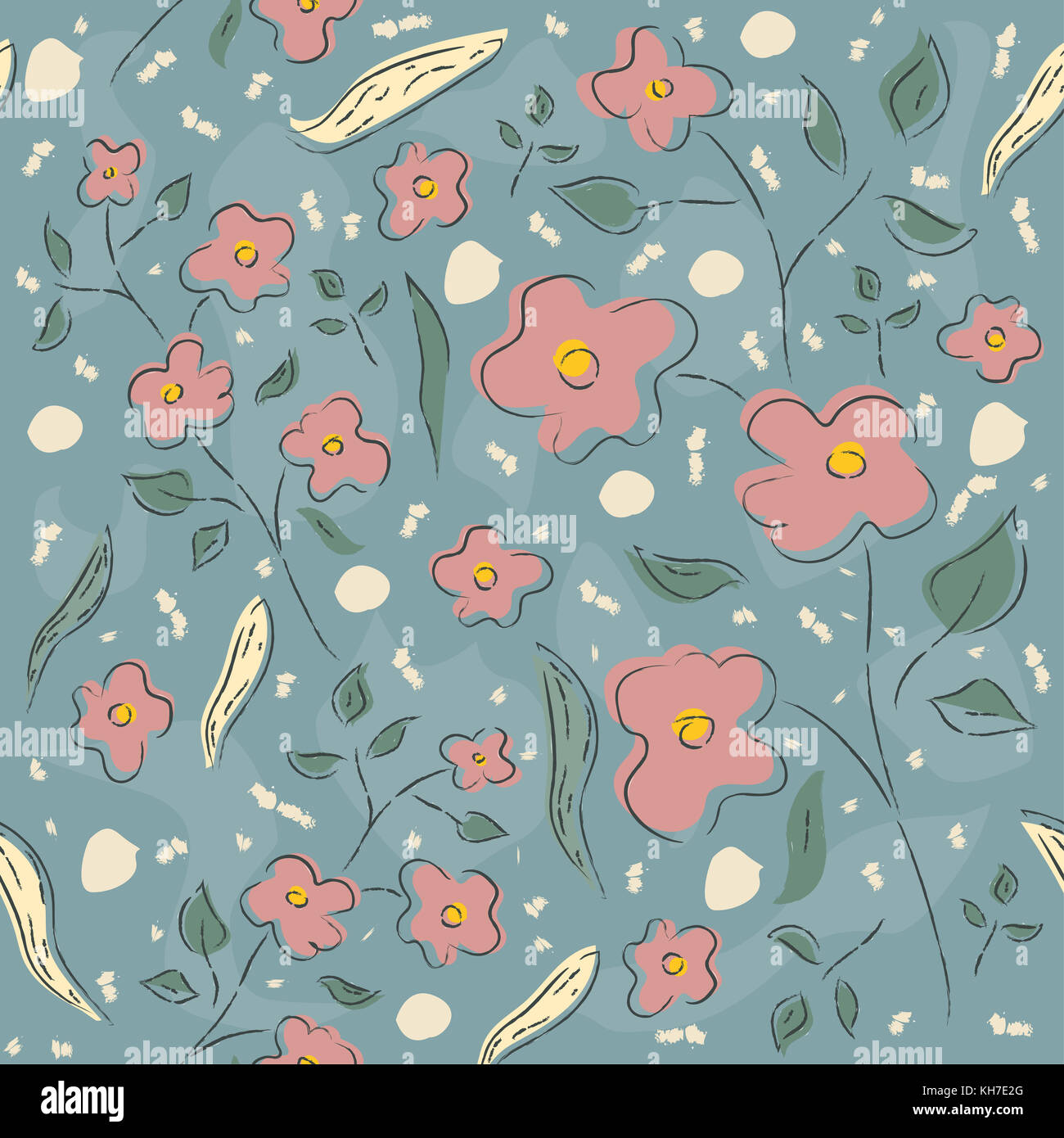 Cute nahtlose Hintergrund mit Blumen und Blätter. Vector Illustration. Stockfoto
