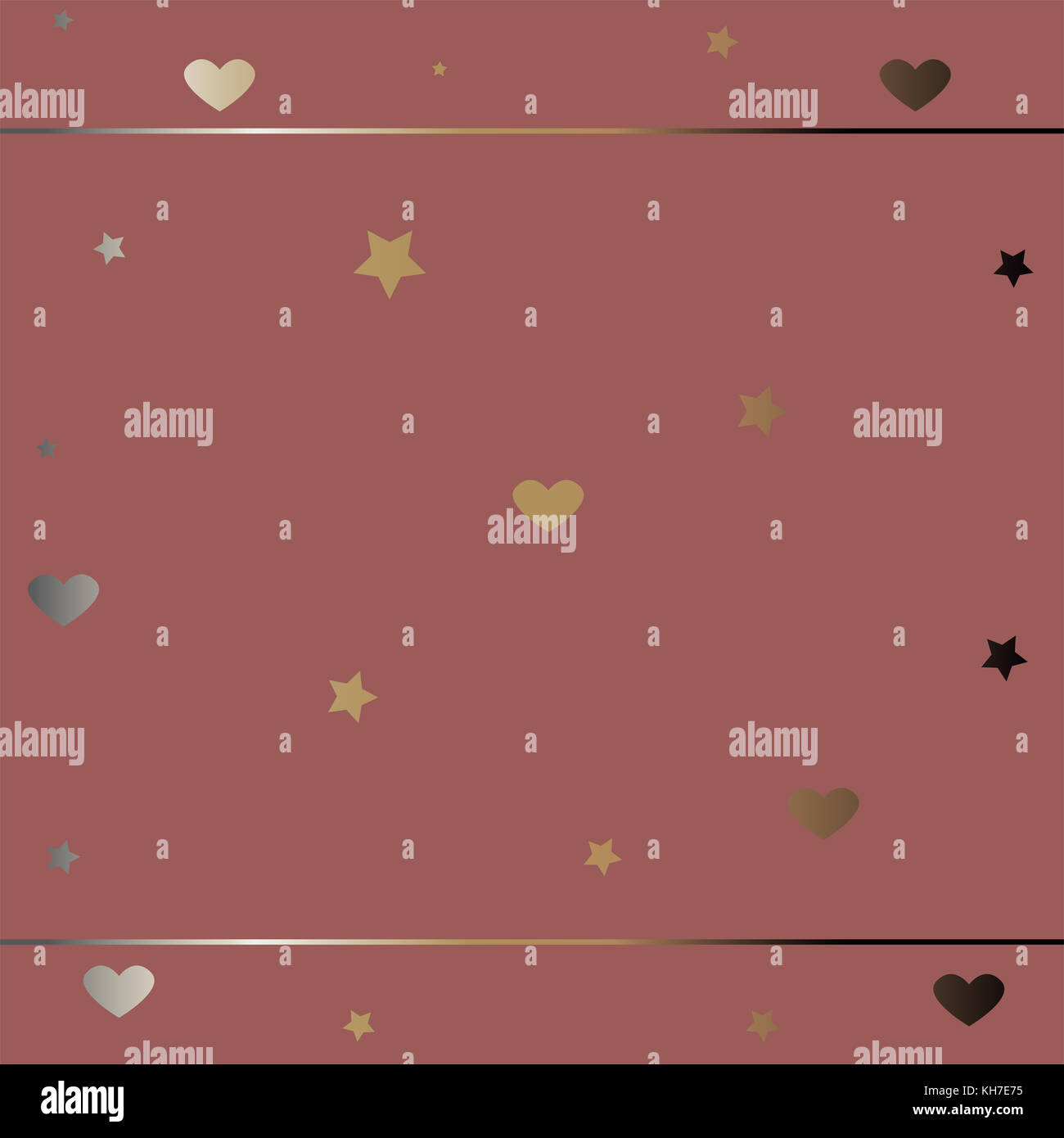 Cute Rahmen mit Herzen in Gold. Vector Illustration Stockfoto