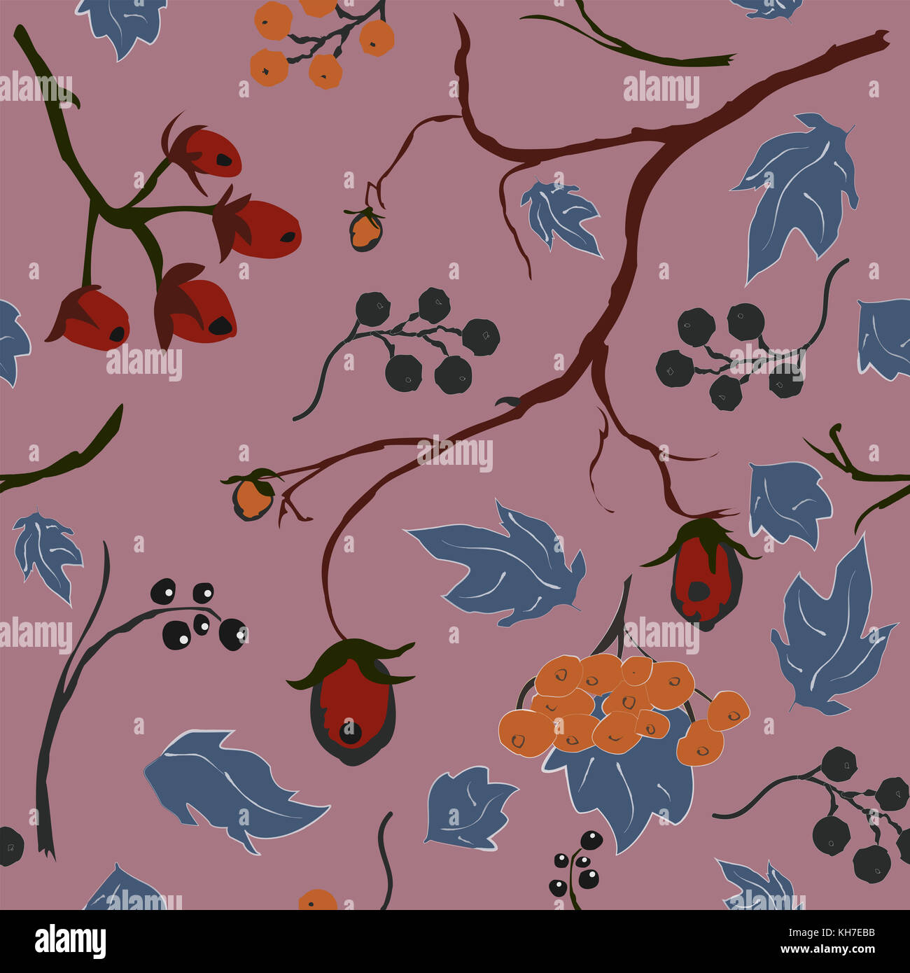 Winter verschneite Hintergrund mit Beeren eingereicht. Winter, frohe Weihnachten Collection. fallenden Schnee. blauen Hintergrund. Eps 10. Stockfoto