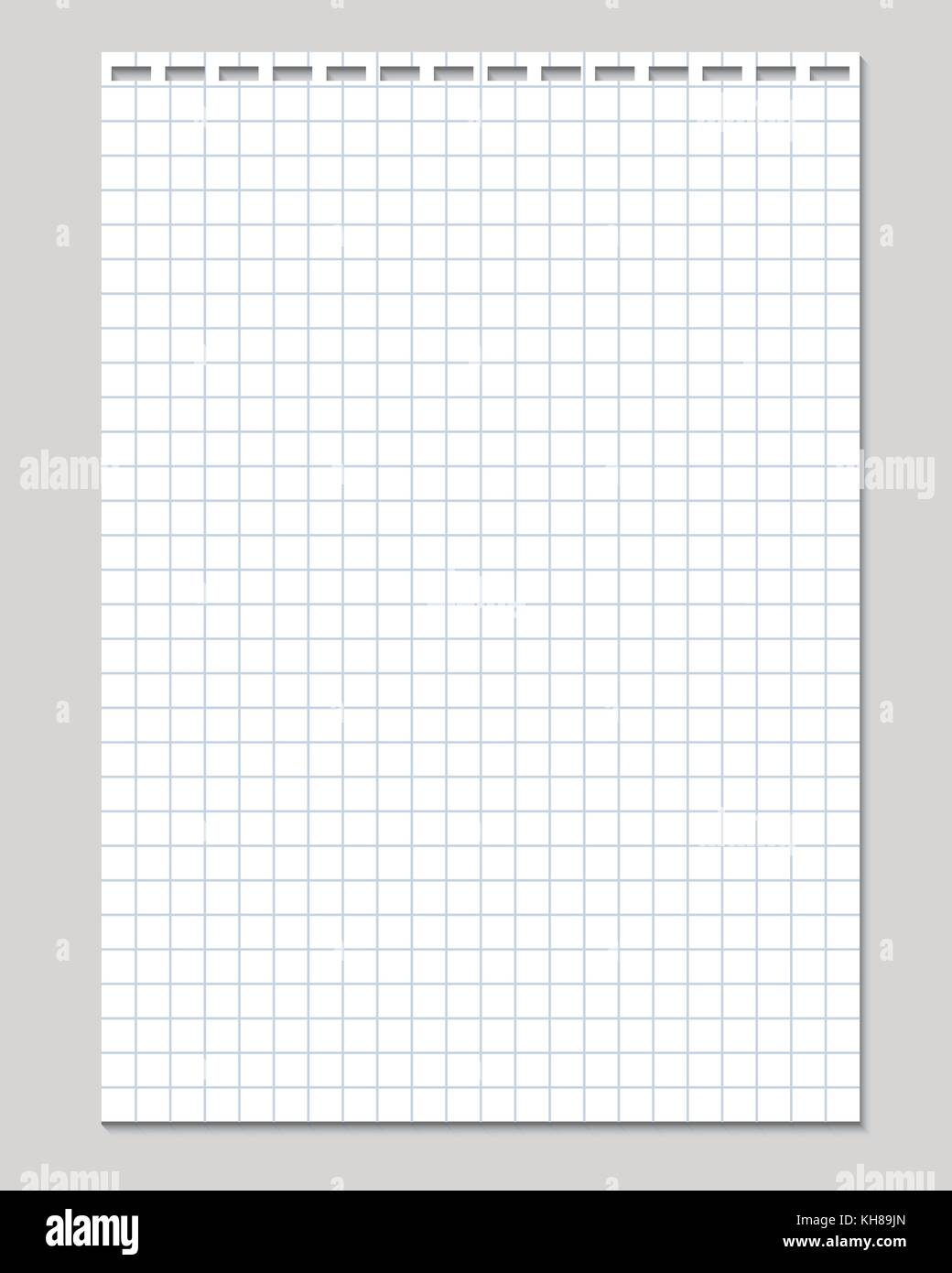 Realistische vector Abbildung: leeres Blatt Square, Papier aus einem Block auf einem grauen Hintergrund isoliert Stock Vektor
