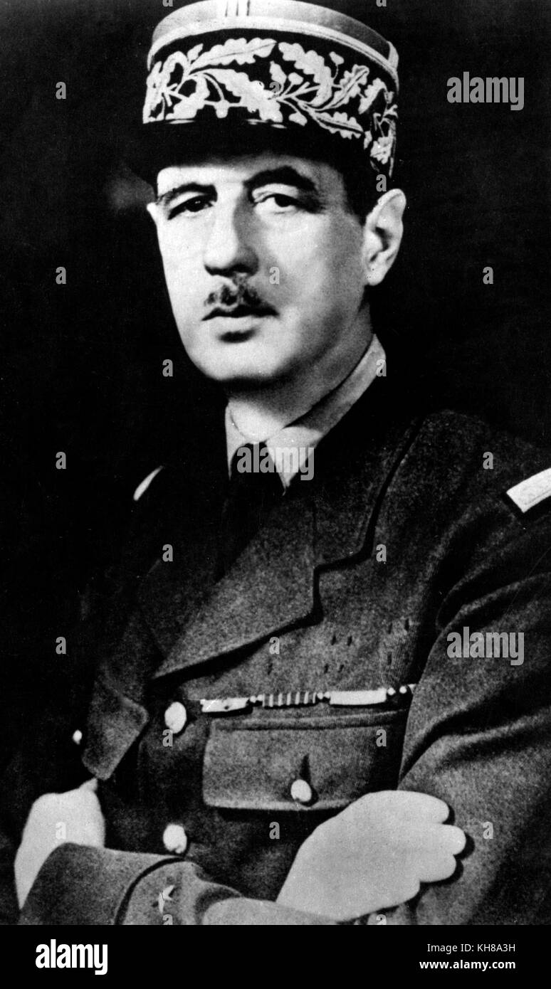 General Charles de Gaulle, kriegszeiten Führer der freien französischen. * Neg beschädigt. Von Kontakt gescannt Stockfoto