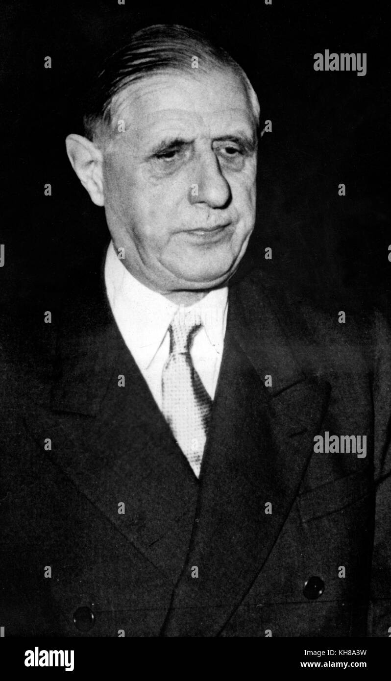 Der neue Premierminister von Frankreich, General Charles de Gaulle. Stockfoto