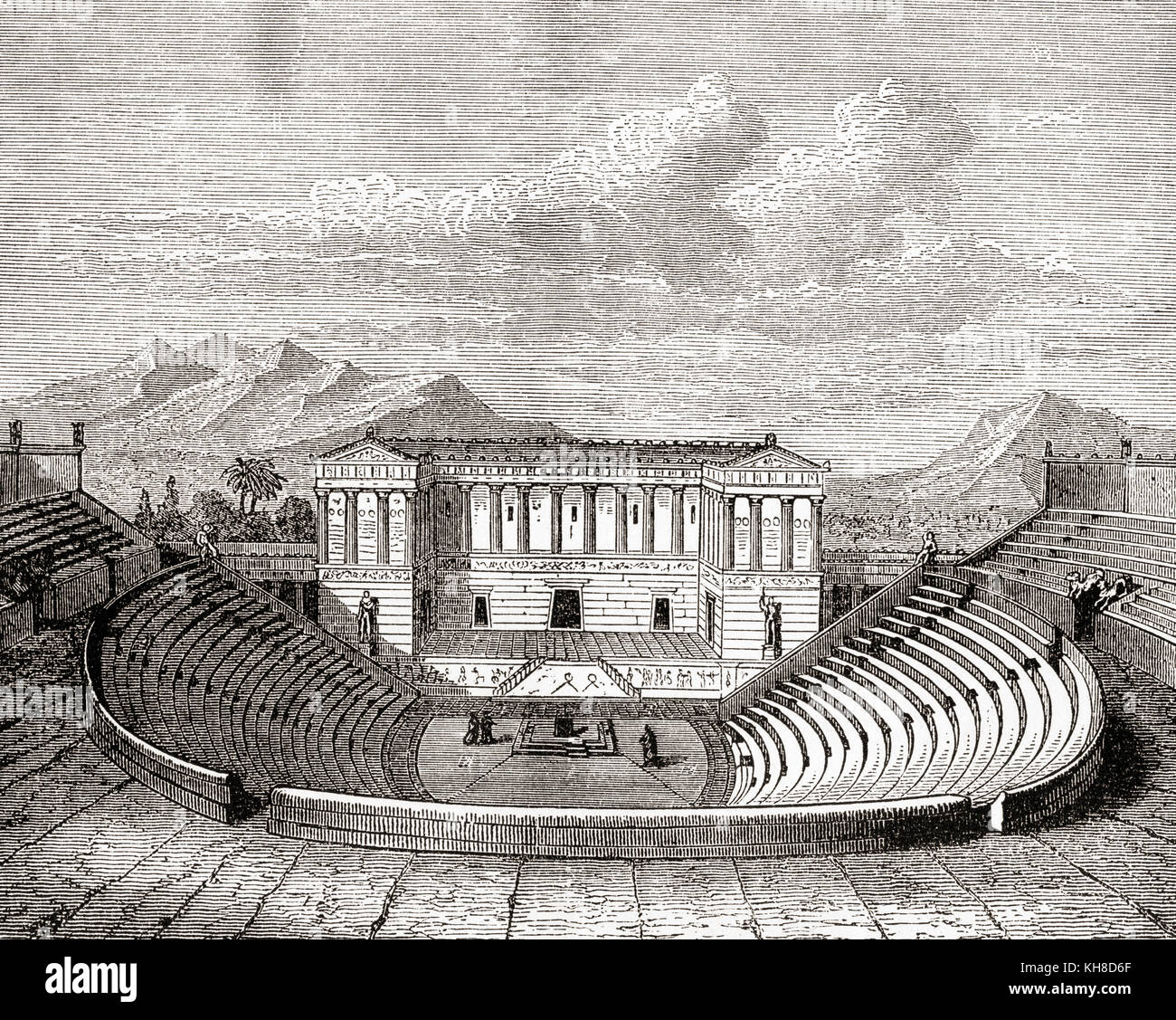 Das antike griechische Theater in Segesta, Sizilien, Italien. Aus Ward and Lock's Illustrated History of the World, veröffentlicht um 1882. Stockfoto