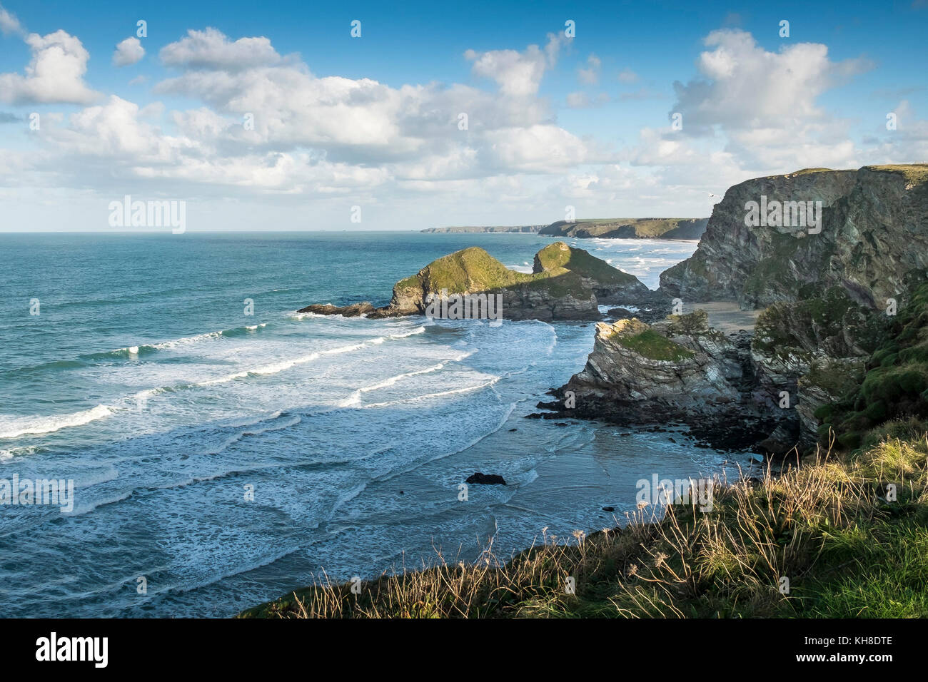 Zacrys Islands vor der North Cornwall Coast Newquay Cornwall UK. Stockfoto