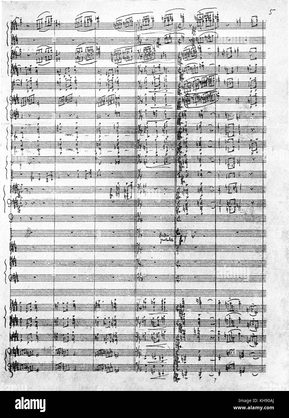 Handschriftliches Manuskript von Don Juan von Richard Strauss. RS: Deutscher Komponist und Dirigent. 11. Juni 1864 - 8. September 1949. Stockfoto