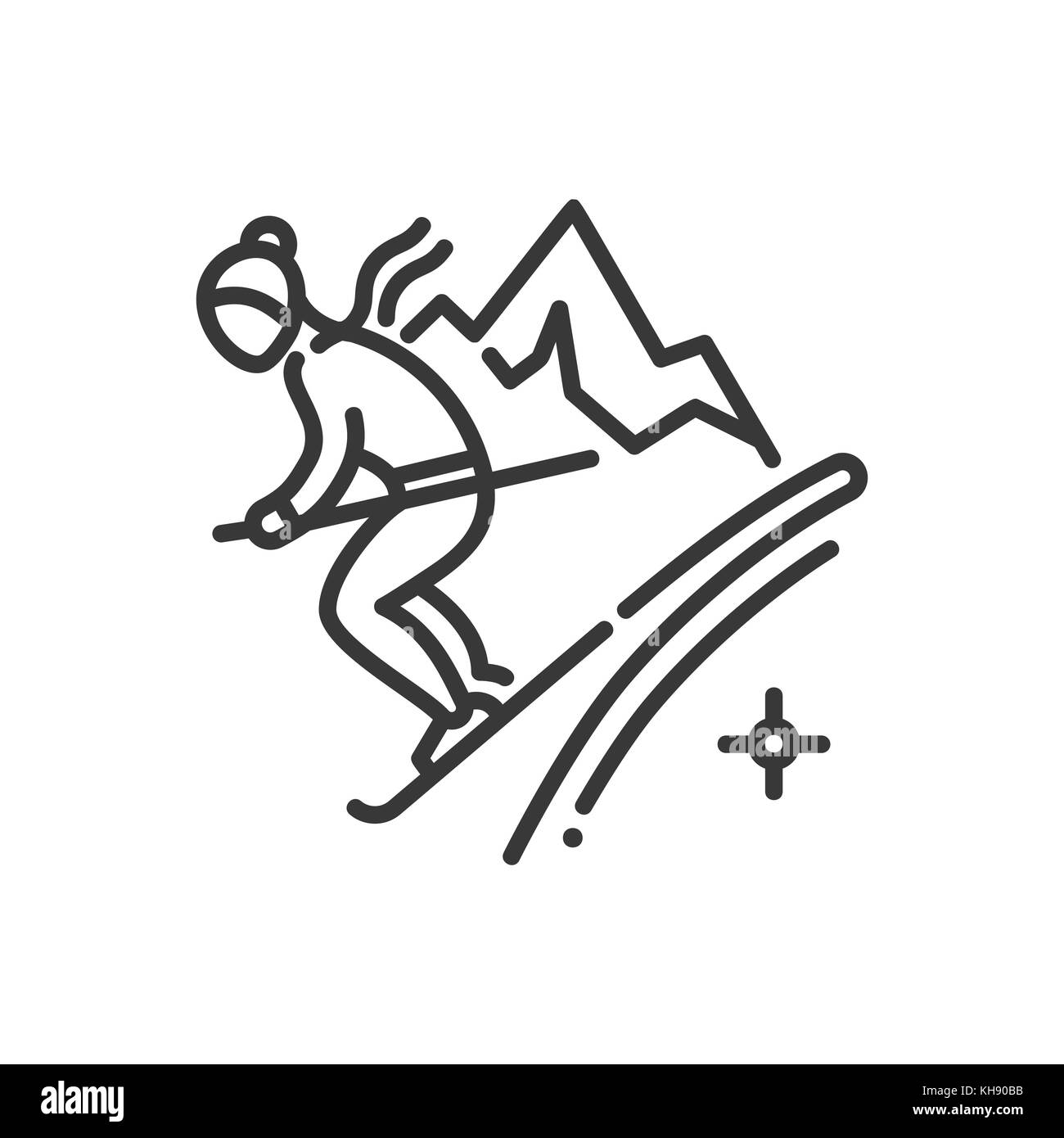 Mountain Ski-line Design einzelner isolierter Symbol Stock Vektor