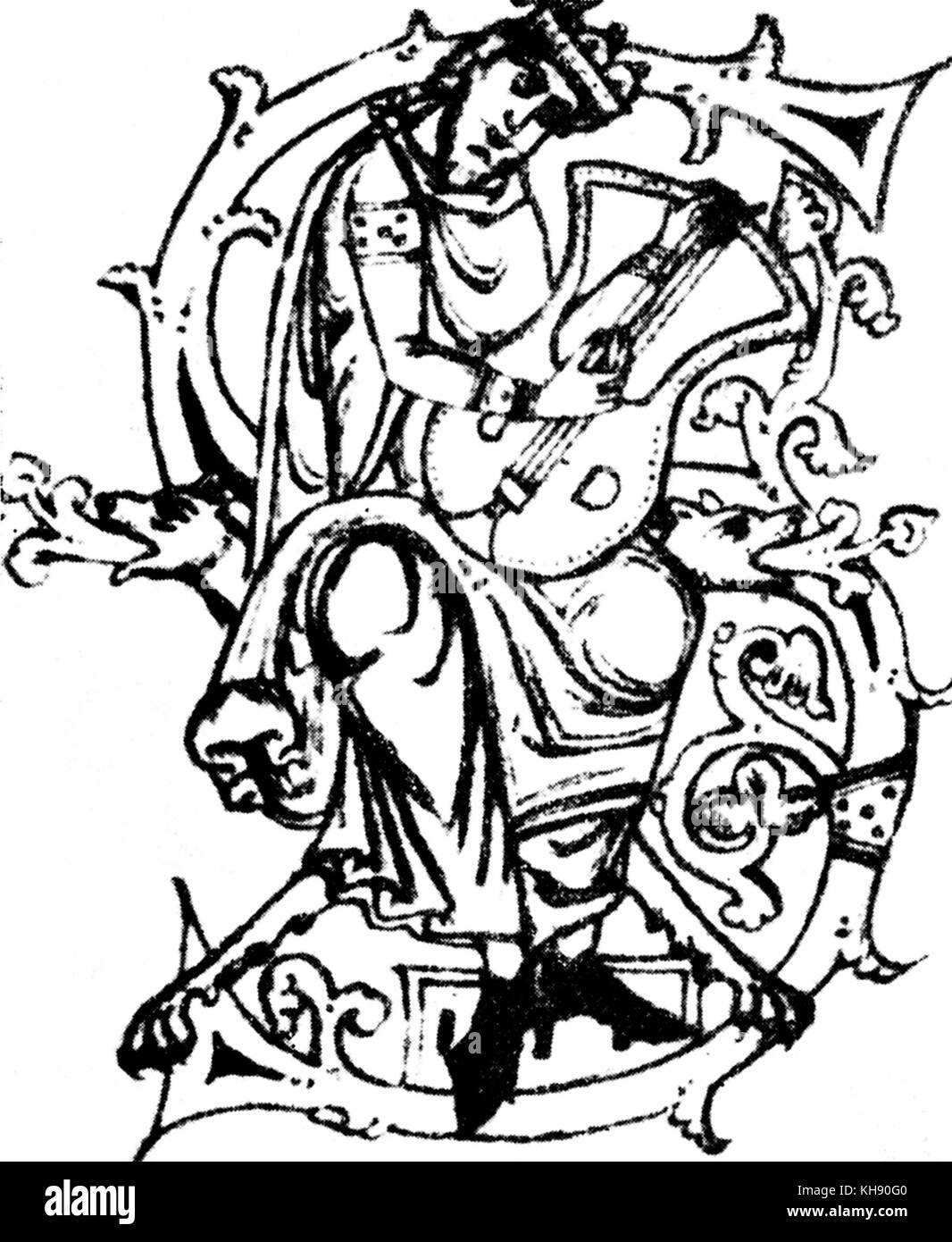 König David spielen der Rotta. Codex. Kloster Bibliothek, Heiligenkreuz. Stockfoto