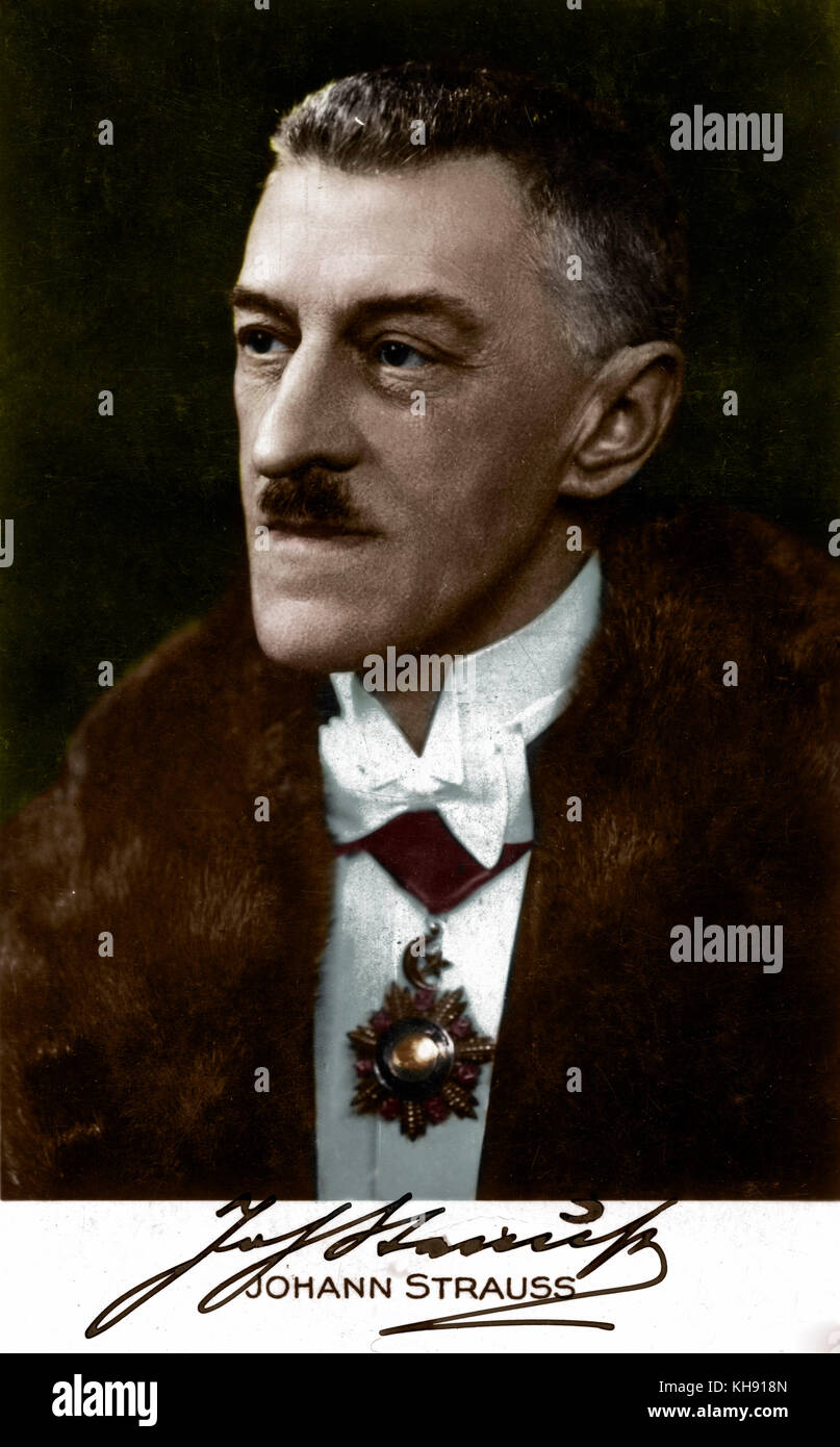 Johann Strauss - Enkel des ersten Johann Strauss Portrait mit Autogramm. 1866-19 39 Stockfoto