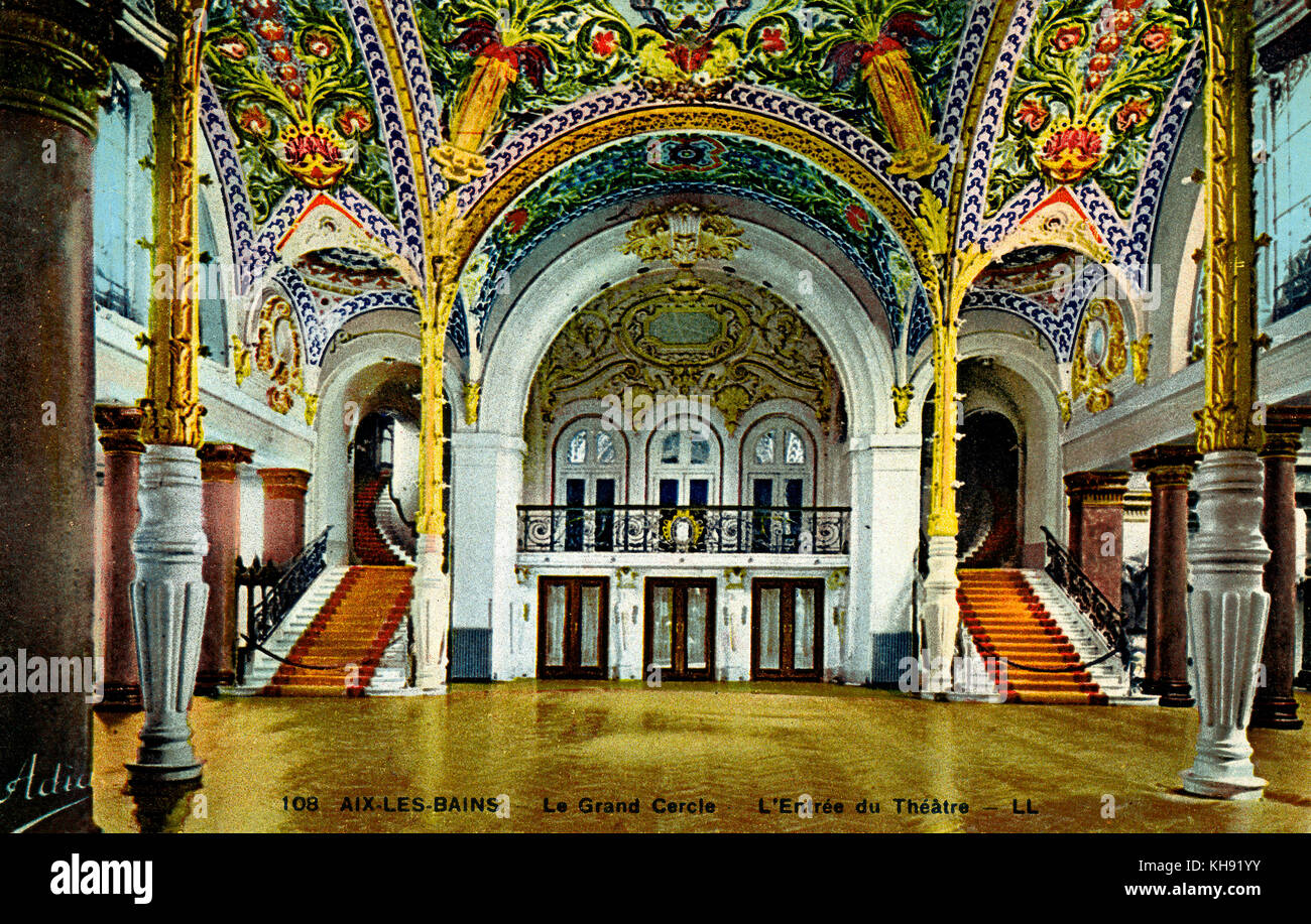 Aix-les-Bains: Theater foyer führt zu Grand Circle. Frankreich. Im frühen 20. Jahrhundert. Stockfoto
