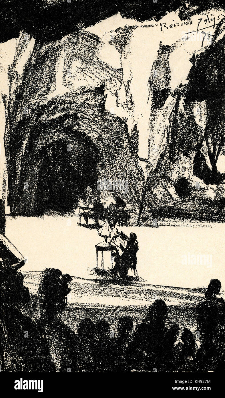 Richard Wagner zu einer Hauptprobe in Bayreuth, den 7. August 1875. Zeichnung von Adolph Menzel. Stockfoto