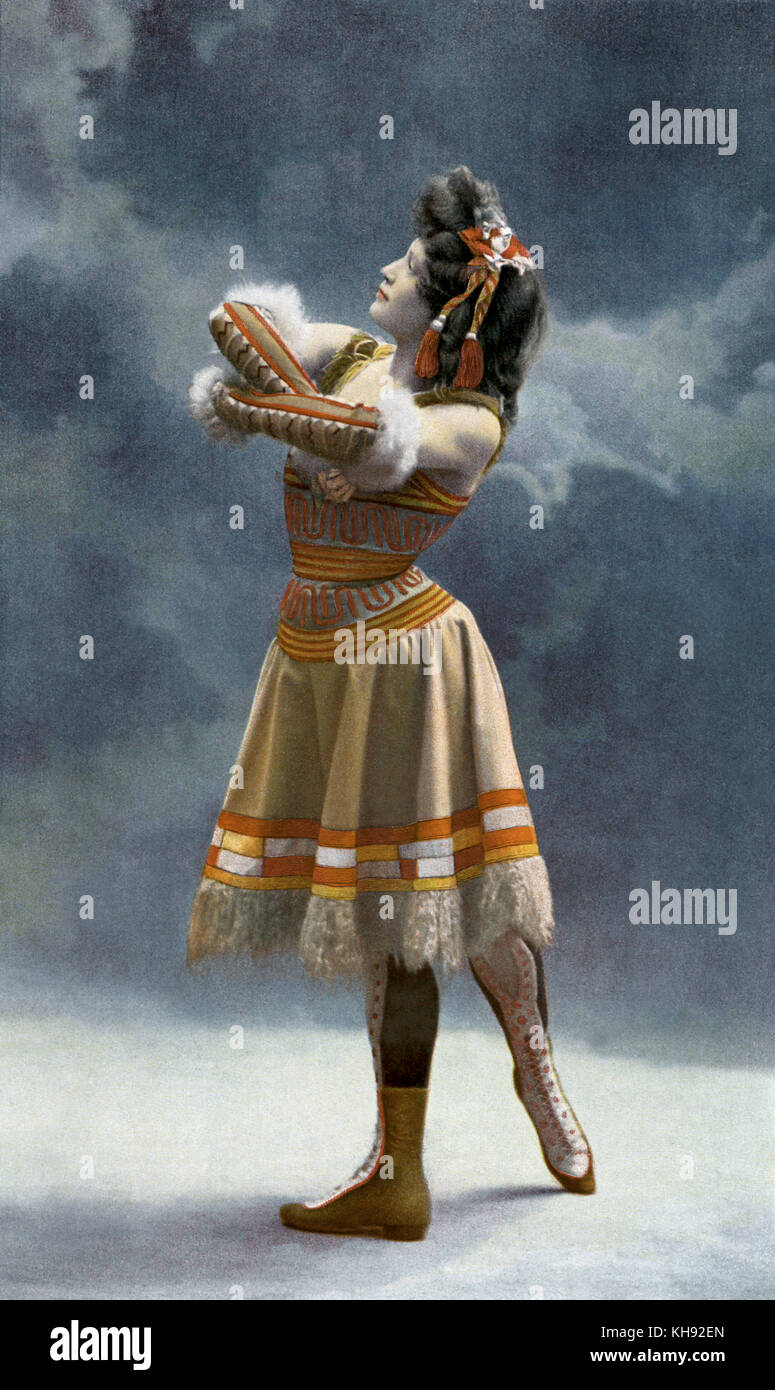 Mlle Hirsch in 'Danse de Jadis et de naguère': Zahnstein Tanz ('Danse Barbares"). Bei "Académie Nationale de Musique, Paris, Frankreich, 1901 durchgeführt. Unter der Regie von Joseph Hansen (Belgische Tänzer und Choreograf, 1842 - 1907). Stockfoto